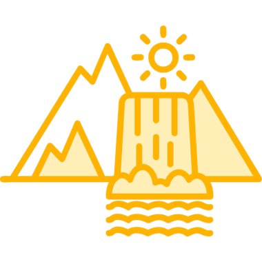 Dağların simgesindeki bir şelalenin vektör çizimi 