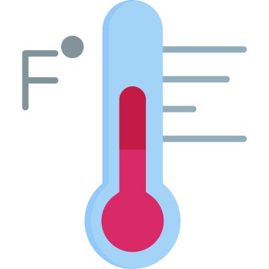 Fahrenheit Derece ile termometre simgesi, vektör illüstrasyonu