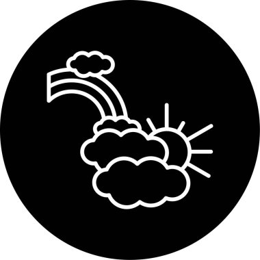 Bulutlu gökkuşağı. Web simgesi basit illüstrasyon