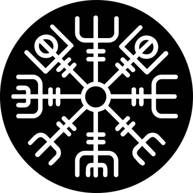 Vegvisir runik pusula simgesi, vektör illüstrasyonu.