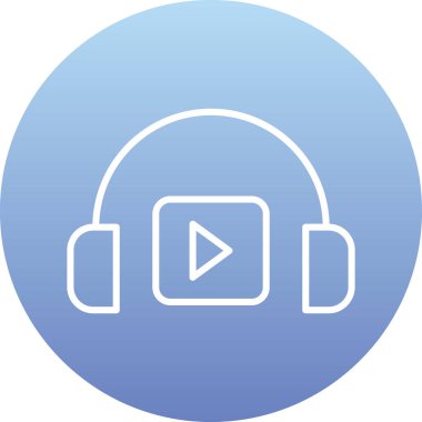 Podacast Dinleme eşleşmeli ikon vektör çizimi