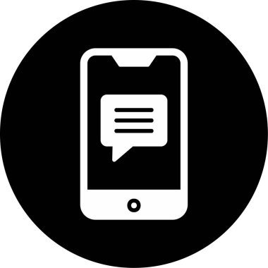 Ekran simgesinde konuşma balonu olan akıllı telefon, vektör illüstrasyon grafik tasarımı 