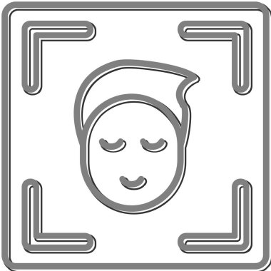 Yüz Tanıma vektör simgesi izole edildi. Yüz logosu taranıyor.
