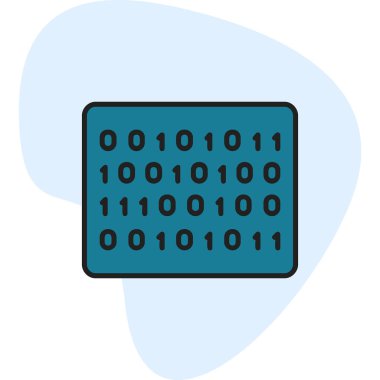İkili Kod simgesi, vektör illüstrasyonu 