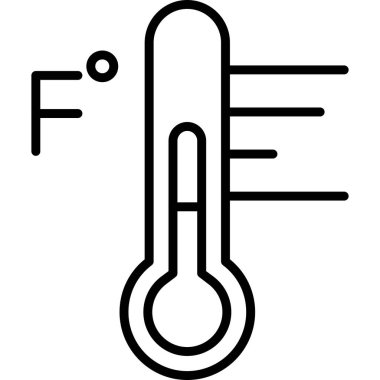 Fahrenheit Derece ile termometre simgesi, vektör illüstrasyonu