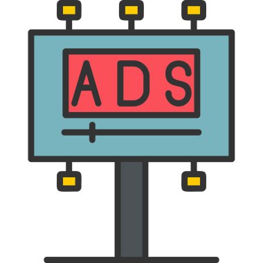 Reklam panosu simgesi, vektör illüstrasyonu basit tasarım