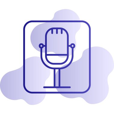 Retro mikrofon simgesi, vektör çizim 