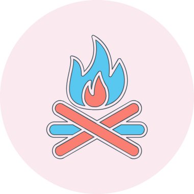 şenlik ateşi simgesi, ağ basit illüstrasyon