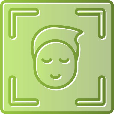 Yüz Tanıma vektör simgesi izole edildi. Yüz logosu taranıyor.