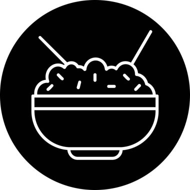 Pirinç kasesi. Web simgesi basit illüstrasyon            