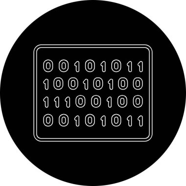 İkili Kod simgesi, vektör illüstrasyonu 