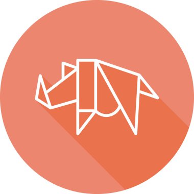 Origami biçiminde gergedan simgesi, vektör 