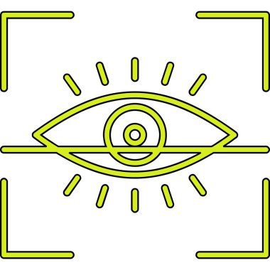 Göz Tarama Ağı simgesi, vektör illüstrasyonu. Tarama çerçevesi vektör ana hatları işaretli dijital göz