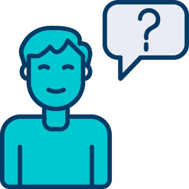 Müşteri Soru simgesi, vektör illüstrasyonu. Logotype. Konuşma balonunda soru işareti olan çocuk Avatar 'ı  