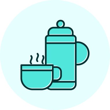 Kap ikonlu termos. Web basit illüstrasyonu