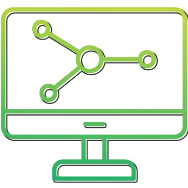 Bilgisayar Simülasyonu simgesi, vektör illüstrasyonu basit tasarım