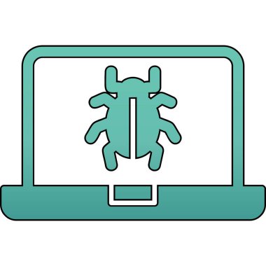 bilgisayar zararlı yazılım simgesi, vektör illüstrasyonu basit tasarım