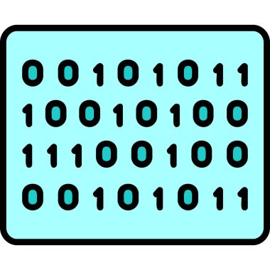 İkili Kod simgesi, vektör illüstrasyonu 