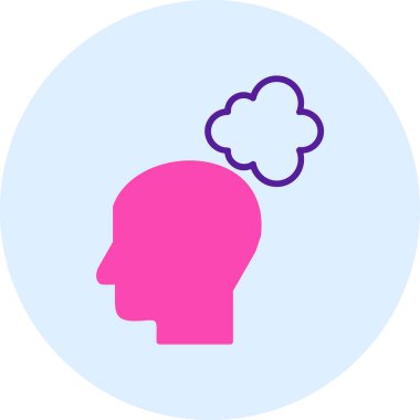 Düşünen baş simgesi, vektör çizimi basit tasarım