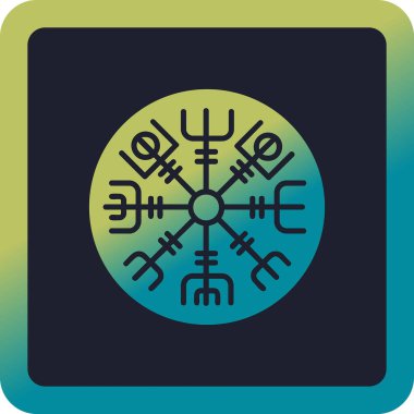 Vegvisir runik pusula simgesi, vektör illüstrasyonu.