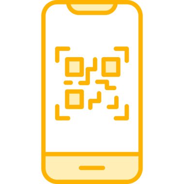 Cep telefonu ekranında QR kodu, vektör illüstrasyonu basit tasarım