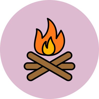 şenlik ateşi simgesi, ağ basit illüstrasyon