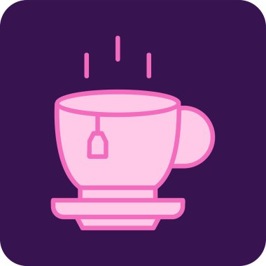 Bir fincan çay ağı simgesi, vektör illüstrasyonu 