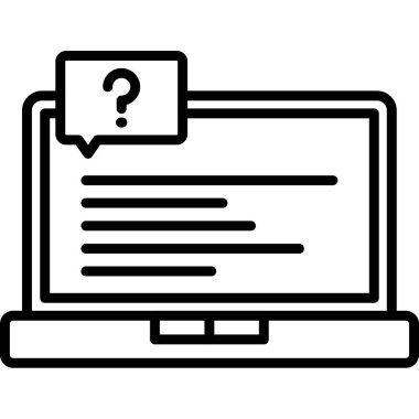  Soru işareti olan dizüstü bilgisayar simgesi. Vektör illüstrasyonu 