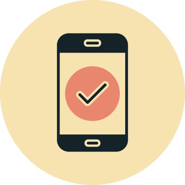 Tik işaretli telefon, vektör illüstrasyonu basit tasarım