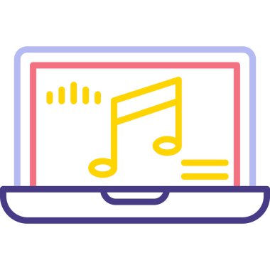 dizüstü bilgisayar vektör illüstrasyonu üzerine nota