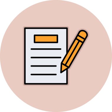 kalem ile doküman. Web simgesi basit illüstrasyon