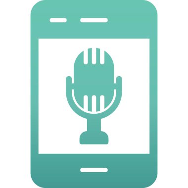 Akıllı telefon web simgesi, vektör illüstrasyonunda ses kaydı