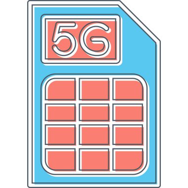 5g Sim Kart web simgesi, vektör illüstrasyonu 