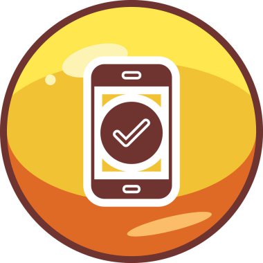 Tik işaretli telefon, vektör illüstrasyonu basit tasarım