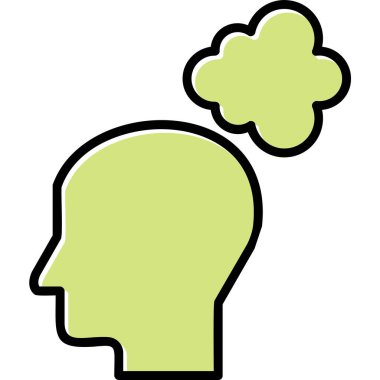 Düşünen baş simgesi, vektör çizimi basit tasarım