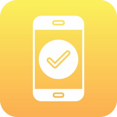 Tik işaretli telefon, vektör illüstrasyonu basit tasarım