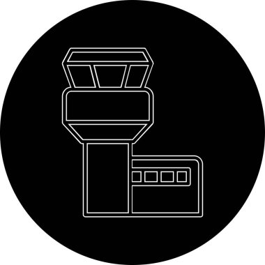 Uçuş Kontrol Kulesi web simgesi, vektör illüstrasyonu 
