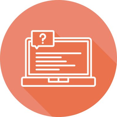  Soru işareti olan dizüstü bilgisayar simgesi. Vektör illüstrasyonu 