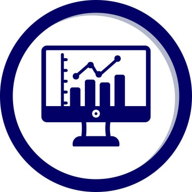 çevrimiçi bar grafikli bilgisayar ekranı, web simgesi basit illüstrasyon