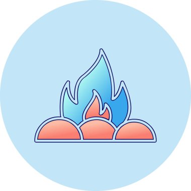 Kamp ateşi simgesi, vektör illüstrasyonu, düz tasarım 