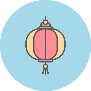 Oriental kağıt fener ağ simgesi, vektör illüstrasyonu 