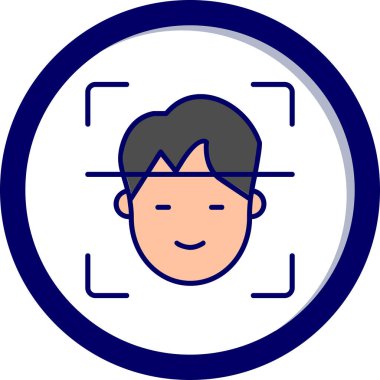 Yüz Tanıma vektör simgesi izole edildi. Yüz logosu taranıyor.