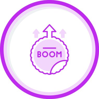 yuvarlak damga kelime Boom, düz simge, vektör illüstrasyon 