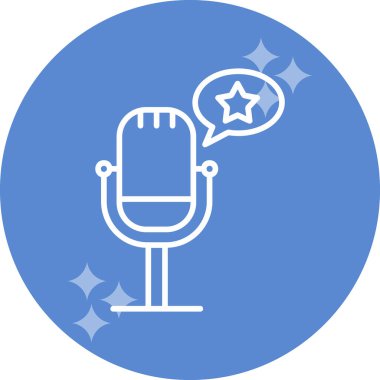 Retro mikrofon simgesi, vektör illüstrasyonlu Star Podcast