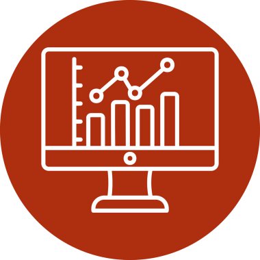 çevrimiçi bar grafikli bilgisayar ekranı, web simgesi basit illüstrasyon