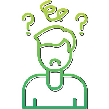 Soru işaretleri ile karışık adam simgesi. Basit tasarım 