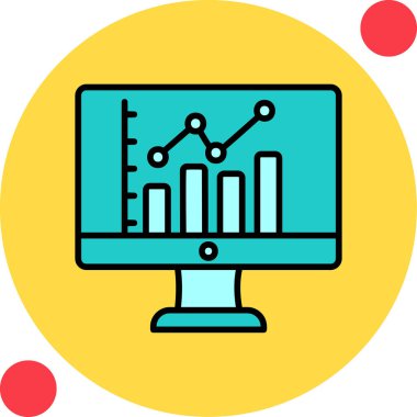 çevrimiçi bar grafikli bilgisayar ekranı, web simgesi basit illüstrasyon