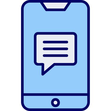 Ekran simgesinde konuşma balonu olan akıllı telefon, vektör illüstrasyon grafik tasarımı 