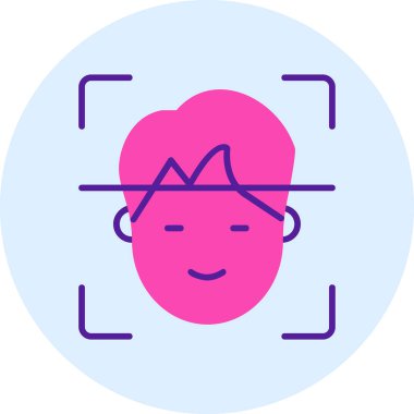 Yüz Tanıma vektör simgesi izole edildi. Yüz logosu taranıyor.