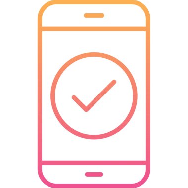 Tik işaretli telefon, vektör illüstrasyonu basit tasarım